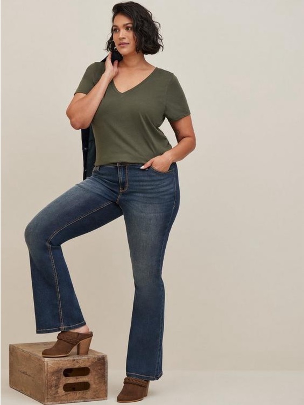 Torrid Luxe Slim Boot Super Stretch Dark Wash Denim Jeans, Women's 14